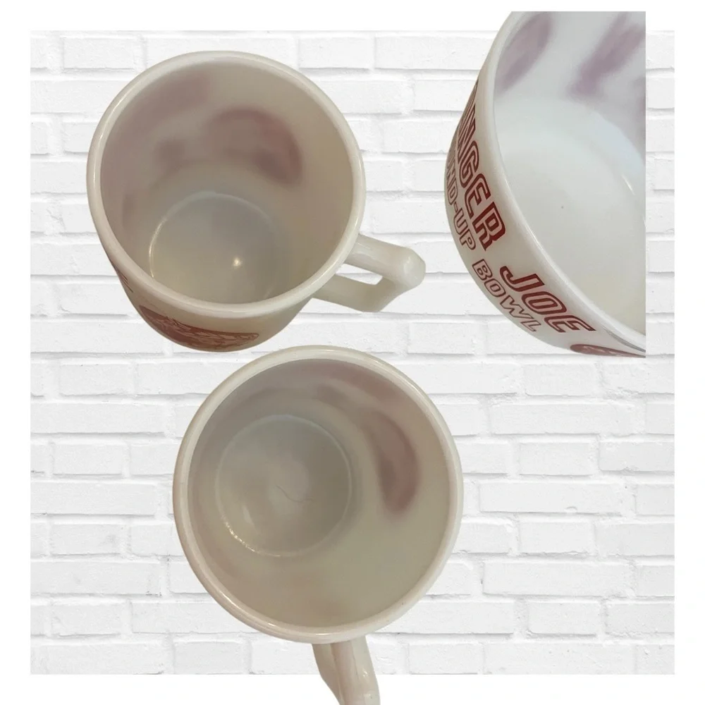 Vintage Ranger Joe Round Up Bowl and Mug Set Hazel Atlas Milk Glass 1950's Rare